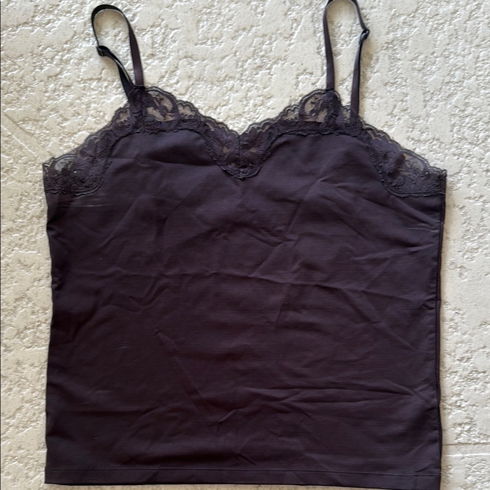 Dress Barn Brown Fitted Lace Camisole